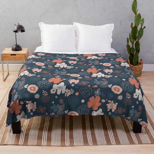Item preview, Navy modern floral print designed and sold by swaygirls.