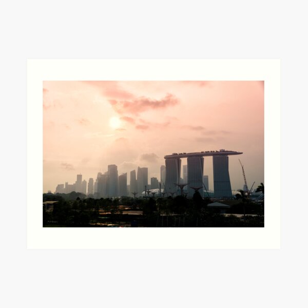 Approaching sunset over Marina Bay Sands - Singapore Art Print