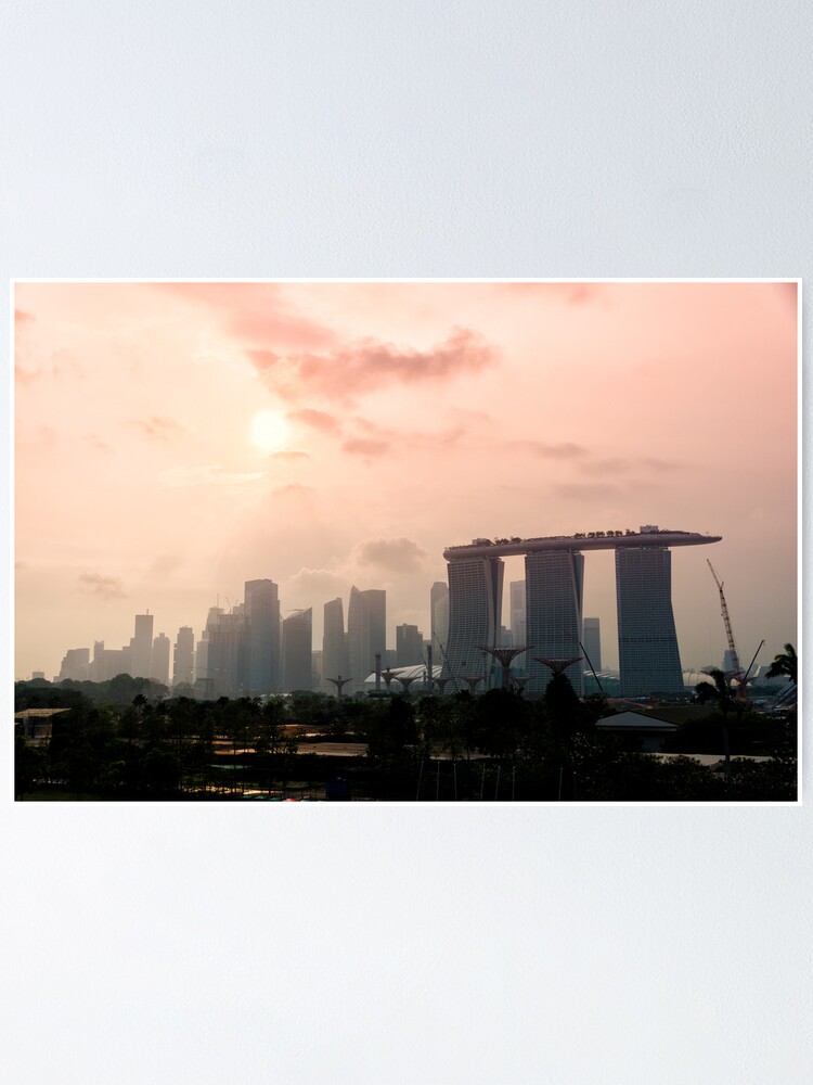 Alternate view of Approaching sunset over Marina Bay Sands - Singapore Poster