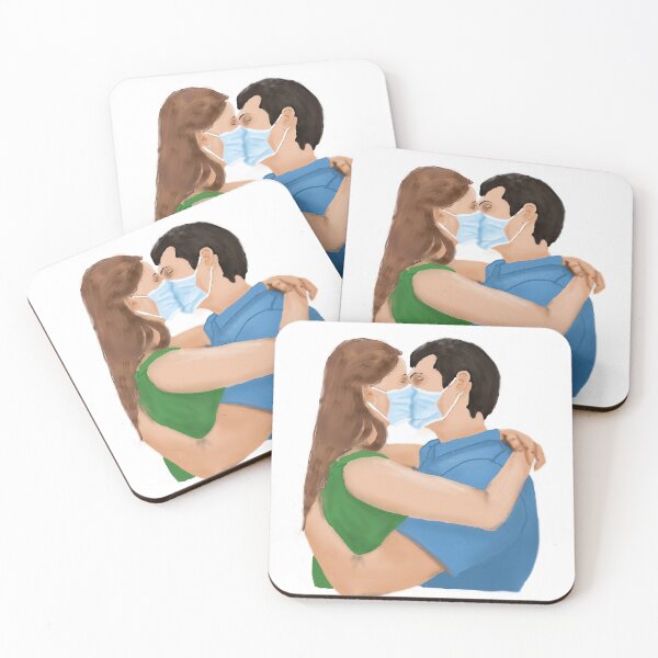 Item preview, Kissing with masks designed and sold by microgalleryart.