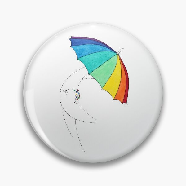 Item preview, Beach Umbrella Girl n5, white, rainbow, hearts bikini designed and sold by Natasha Kolton.