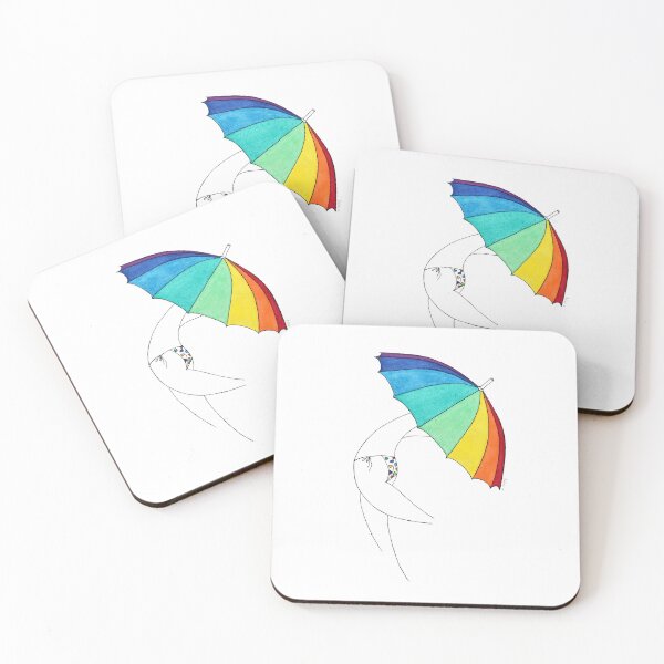 Item preview, Beach Umbrella Girl n5, white, rainbow, hearts bikini designed and sold by Natasha Kolton.
