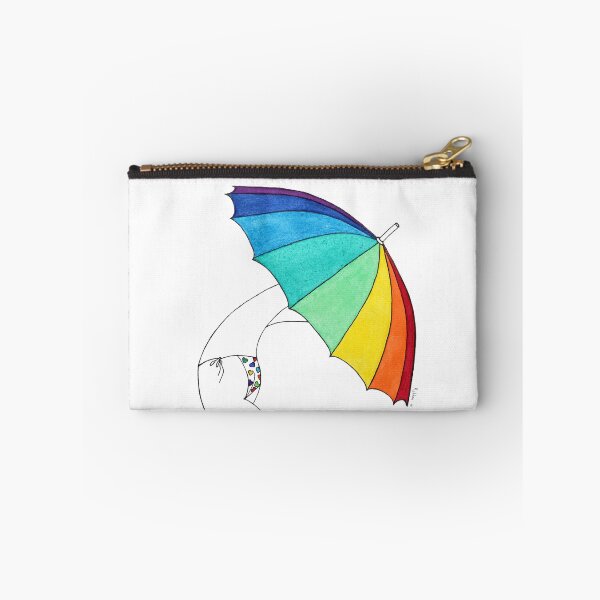 Item preview, Beach Umbrella Girl n5, white, rainbow, hearts bikini designed and sold by Natasha Kolton.