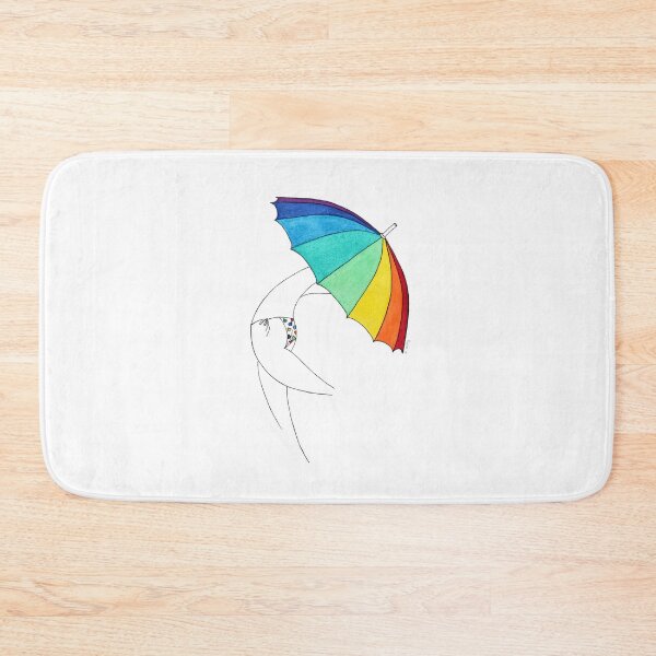 Item preview, Beach Umbrella Girl n5, white, rainbow, hearts bikini designed and sold by Natasha Kolton.