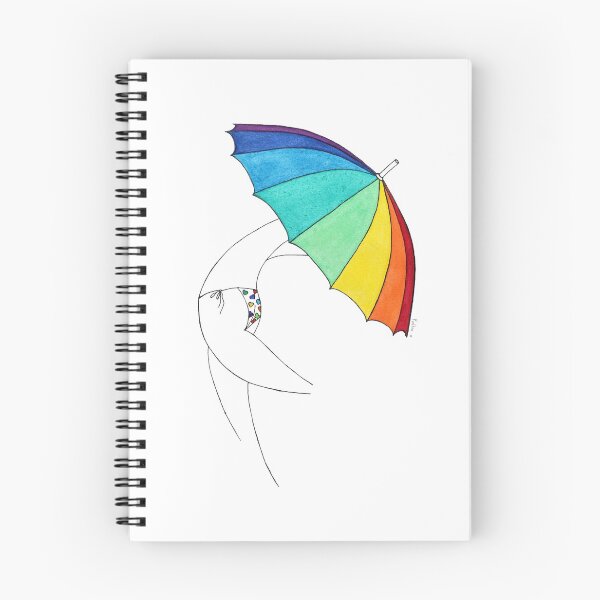 Item preview, Beach Umbrella Girl n5, white, rainbow, hearts bikini designed and sold by Natasha Kolton.