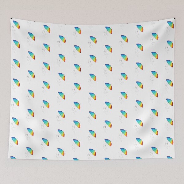Item preview, Beach Umbrella Girl n5, white, rainbow, hearts bikini designed and sold by Natasha Kolton.