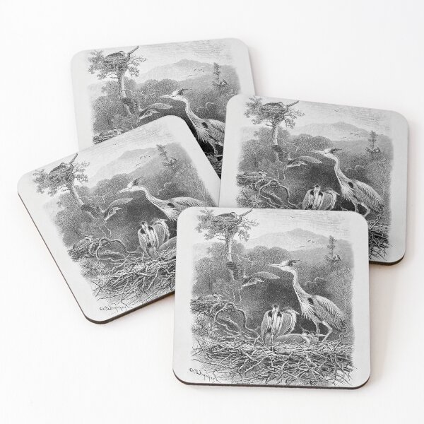 Item preview, Heron With Her Chicks from "Birds of Wave and Woodland." designed and sold by TheCurators.
