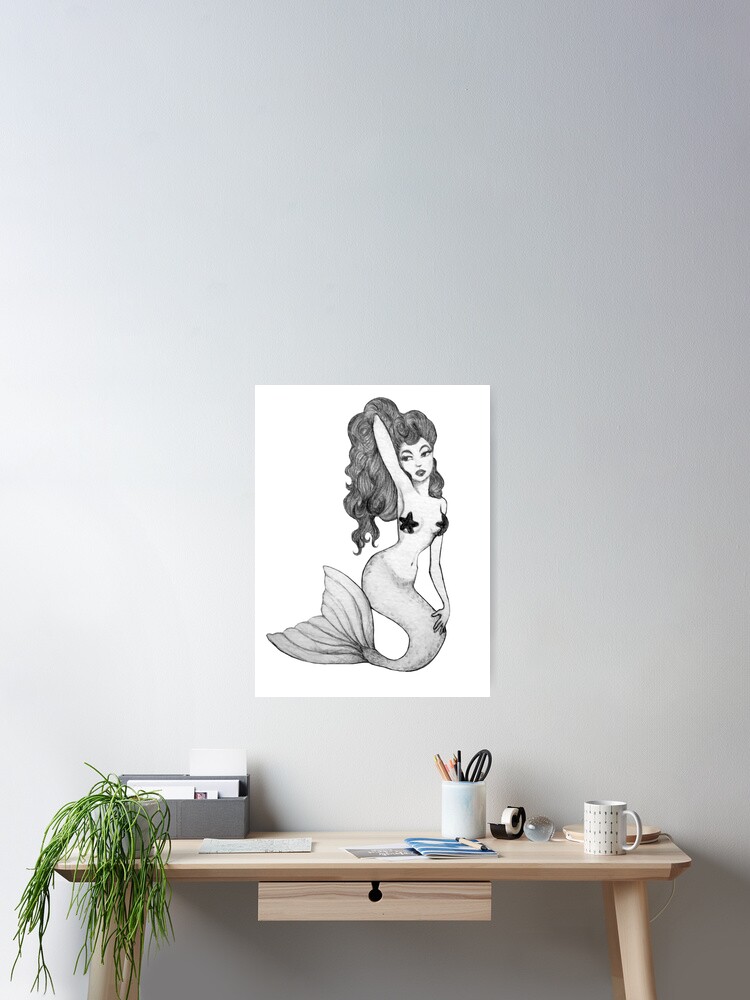 Sirene Noir Et Blanc Poster By Artjoy Redbubble