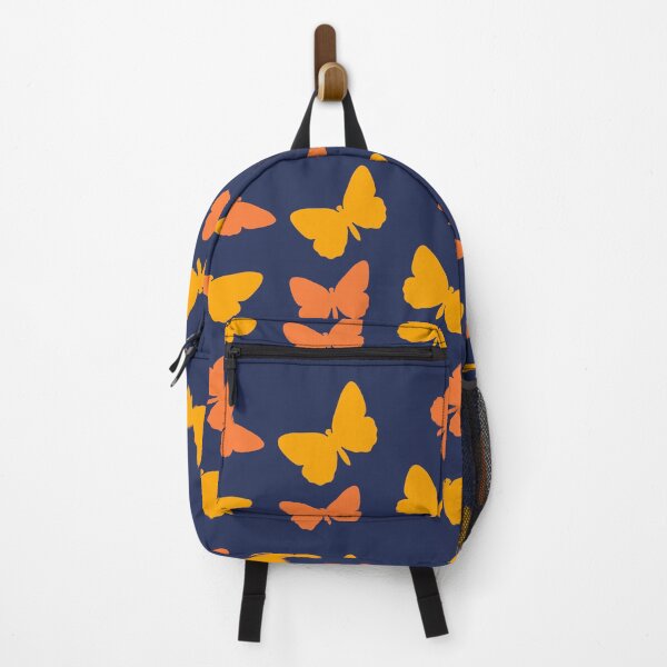 Item preview, Orange Butterfly Pattern on Navy Blue Background designed and sold by KeksWorkroom.