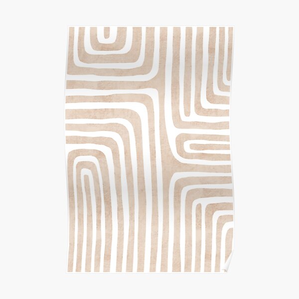 Neutral geometric line art pattern Poster