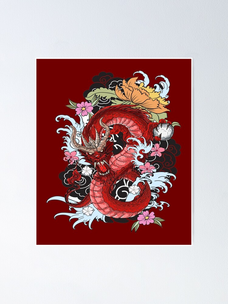 Chinese Dragon Tattoo T Shirt For Dragon Lover Poster By Darkdreamer85 Redbubble