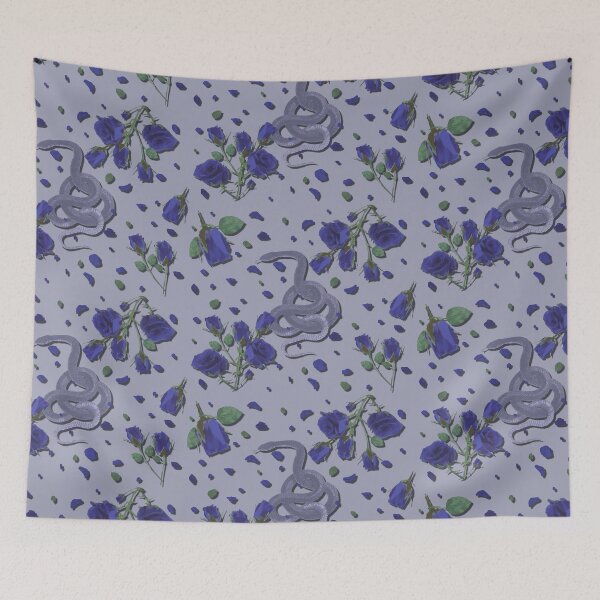 Aperçu de l'œuvre Serpent & Rose - Bleu créée et vendue par ChiffonFleur.