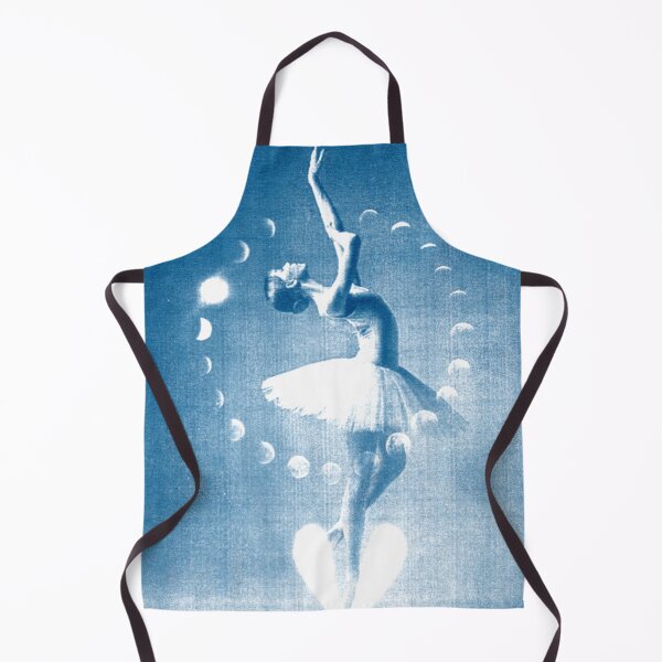 Item preview, Ballerina in the Moon Phase 2 blue ballerina vintage style Cyanotype collage designed and sold by KasparekFineArt.