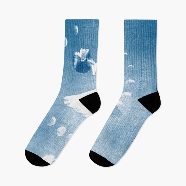 Item preview, Ballerina in the Moon Phase 2 blue ballerina vintage style Cyanotype collage designed and sold by KasparekFineArt.