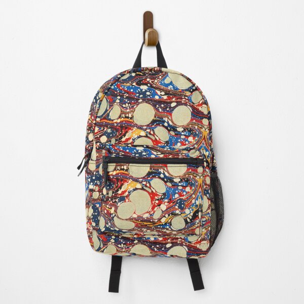 Item preview, MARBLED PAPER,ABSTRACT RED YELLOW BLUE SWIRLS AND WHITE CIRCLES designed and sold by BulganLumini.