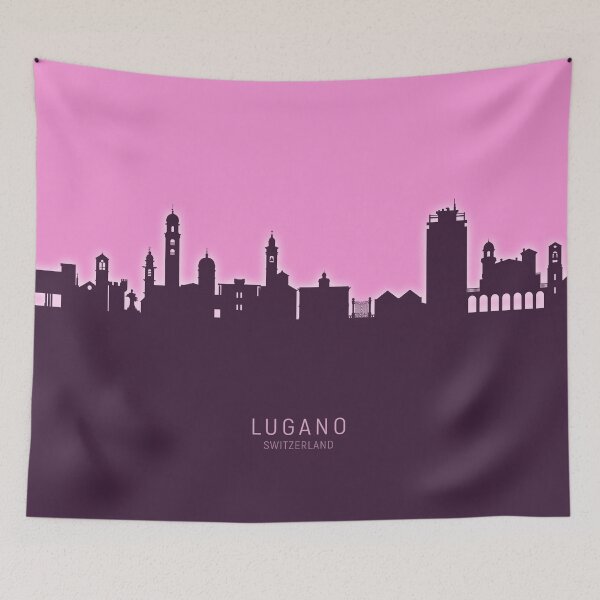 Item preview, Lugano Switzerland Skyline designed and sold by ArtPrints.