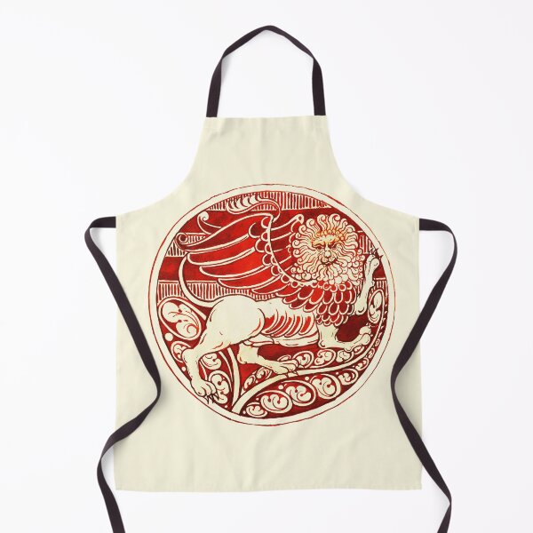 Item preview, WINGED LION IN RED WHITE HUES Art Nouveau Animal Drawings designed and sold by BulganLumini.