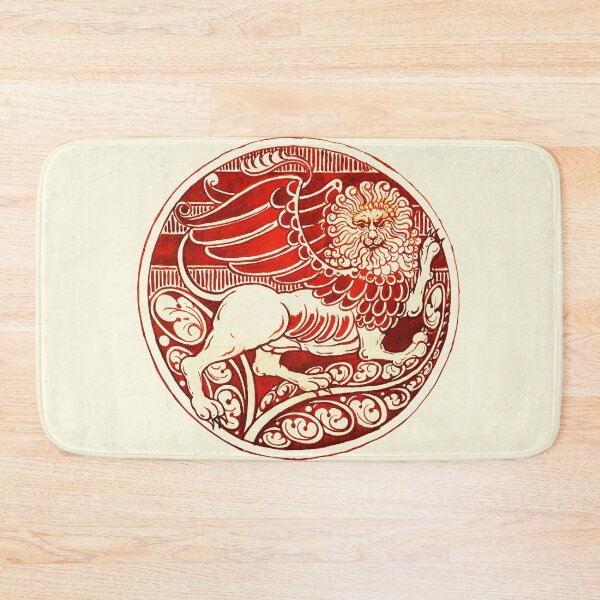 Item preview, WINGED LION  IN RED WHITE HUES Art Nouveau Animal Drawings designed and sold by BulganLumini.