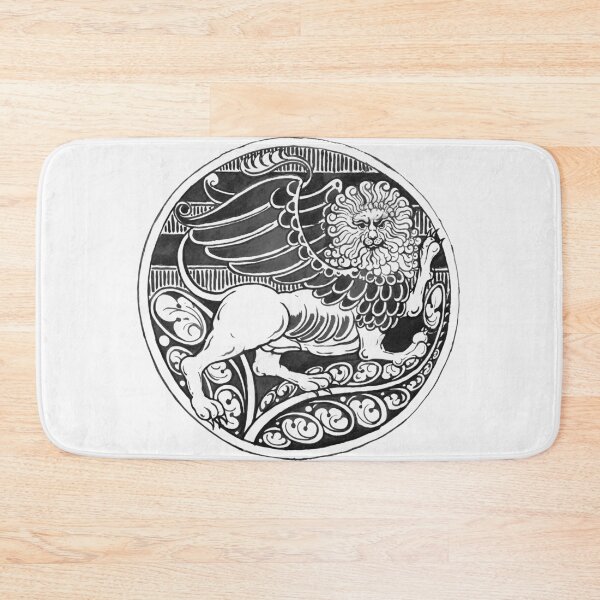 Item preview, WINGED LION  IN BLACK WHITE HUES Art Nouveau Animal Drawings designed and sold by BulganLumini.