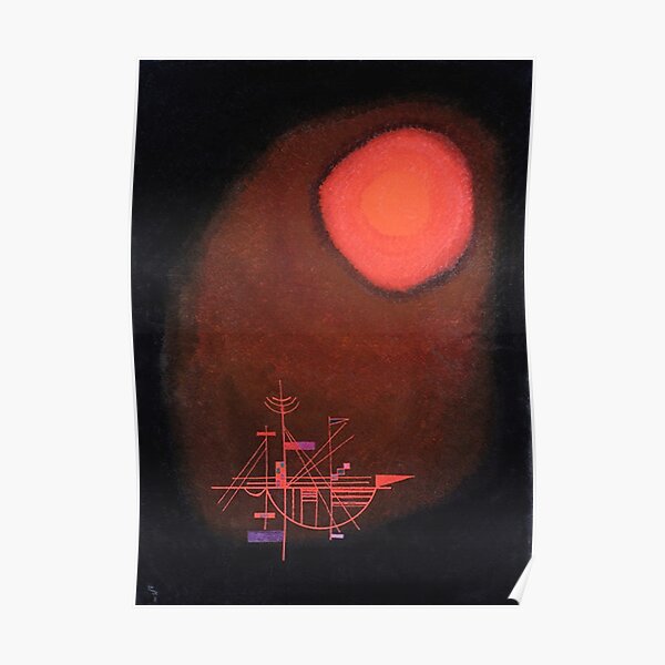 Red Sun and Ship Poster