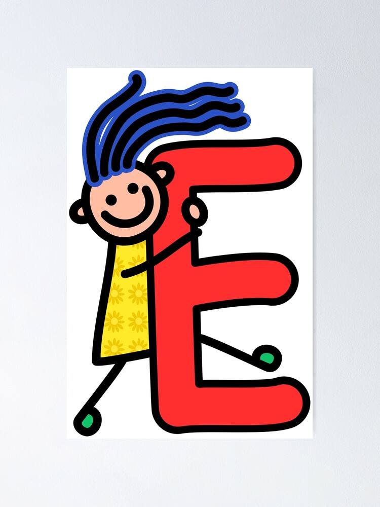 combustible Asociar Célula somatica Póster «Letra E para niñas alfabeto Personaje de dibujos animados coloridos  para niños» de funwithletters | Redbubble