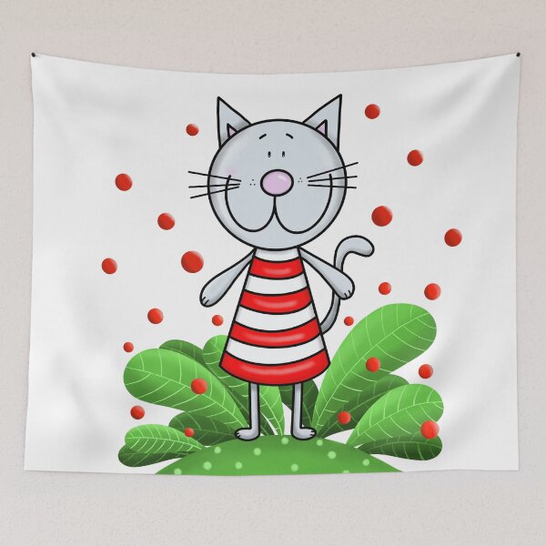 Item preview, Cat and red bubbles designed and sold by KateCrafts.