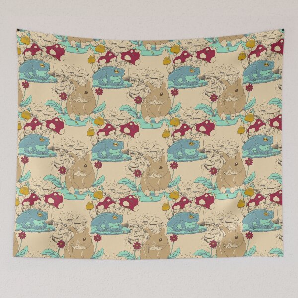 Item preview, Cottagecore frog and rabbit designed and sold by WyldwoodCrafts.