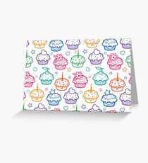 Tarjeta de felicitación Colorful doodle cupcakes pattern