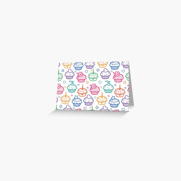 Colorful doodle cupcakes pattern Greeting Card