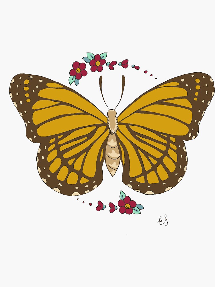 Monarch Butterfly Sticker For Sale By Wyldwoodcrafts Redbubble 