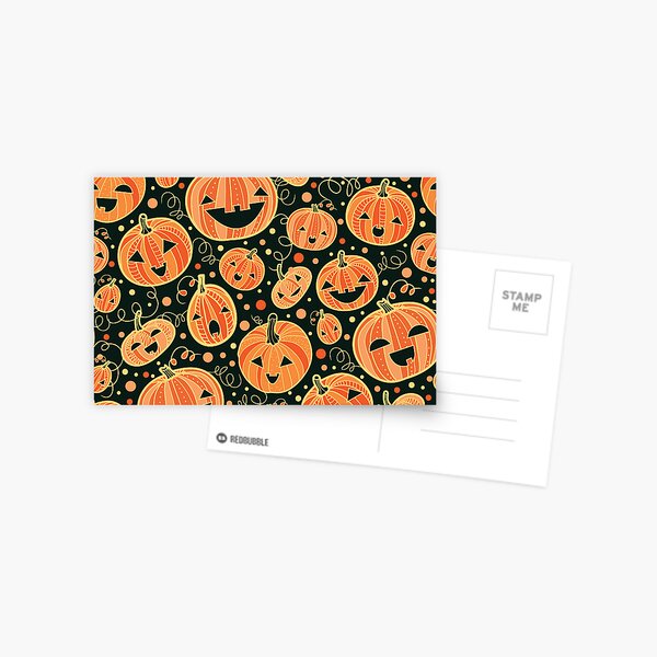 Fun Halloween pumpkins pattern Postcard