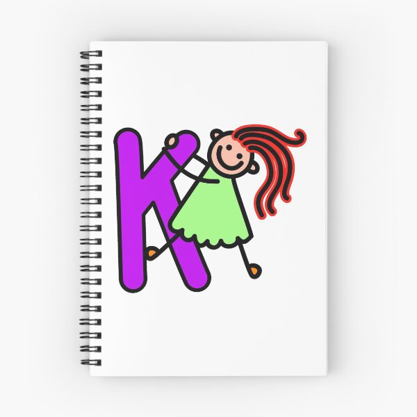 Artikelvorschau, Buchstabe K für Mädchen Alphabet Kinder bunte Zeichentrickfigur entworfen und verkauft von funwithletters.