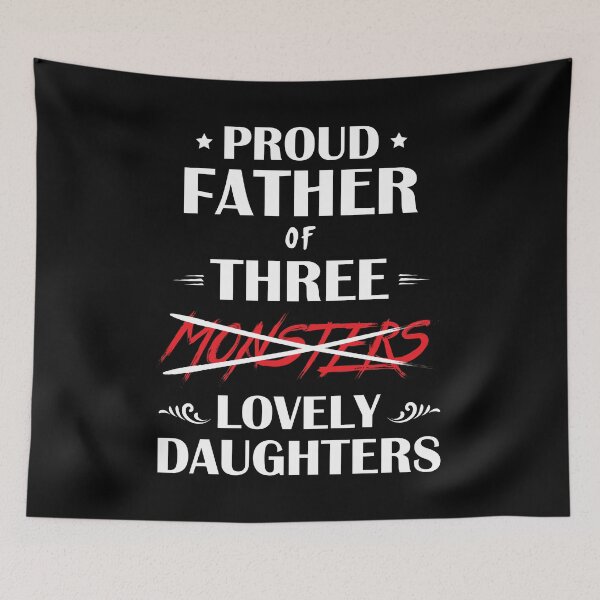 Item preview, Proud Father of 3 Monsters, Lovely Daughters - Dad of Girls Outnumbered Daughter Dad designed and sold by LookFrog.