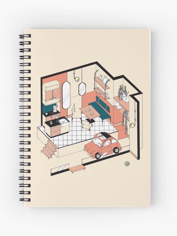Aperçu 1 sur 3. Carnet avec l'œuvre Fiat 500 at home créée et vendue par LoicBrDesign.