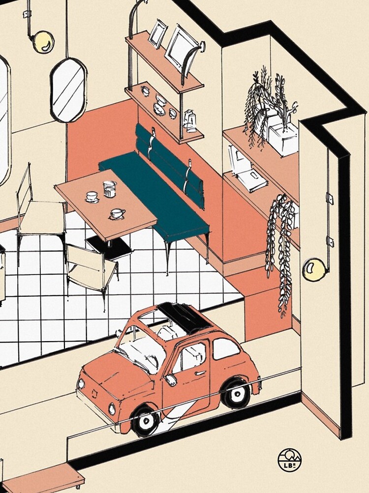 Aperçu 4 sur 4. Coque iPhone avec l'œuvre Fiat 500 at home créée et vendue par LoicBrDesign.