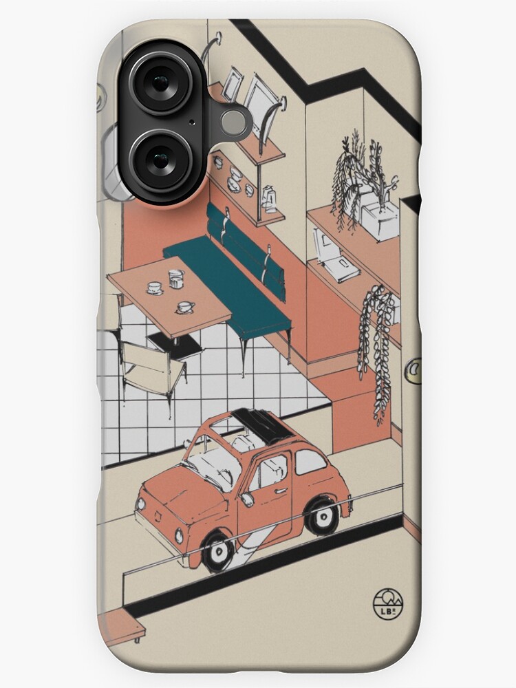 Aperçu 1 sur 4. Coque iPhone avec l'œuvre Fiat 500 at home créée et vendue par LoicBrDesign.