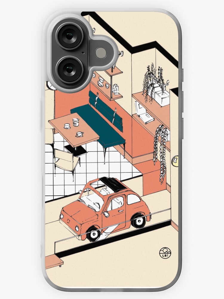 Aperçu 1 sur 5. Coque iPhone avec l'œuvre Fiat 500 at home créée et vendue par LoicBrDesign.