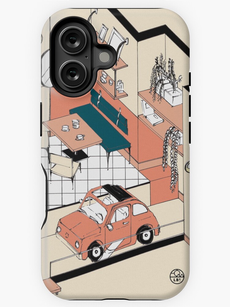 Aperçu 1 sur 4. Coque iPhone avec l'œuvre Fiat 500 at home créée et vendue par LoicBrDesign.