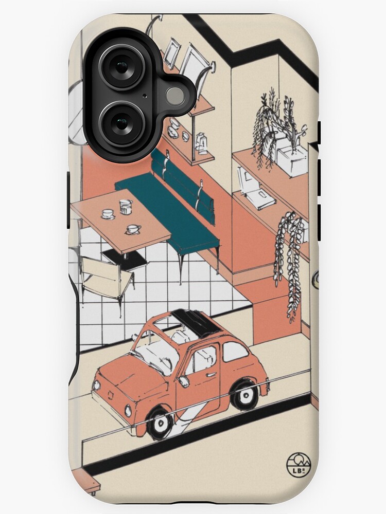 Aperçu 1 sur 4. Coque iPhone avec l'œuvre Fiat 500 at home créée et vendue par LoicBrDesign.