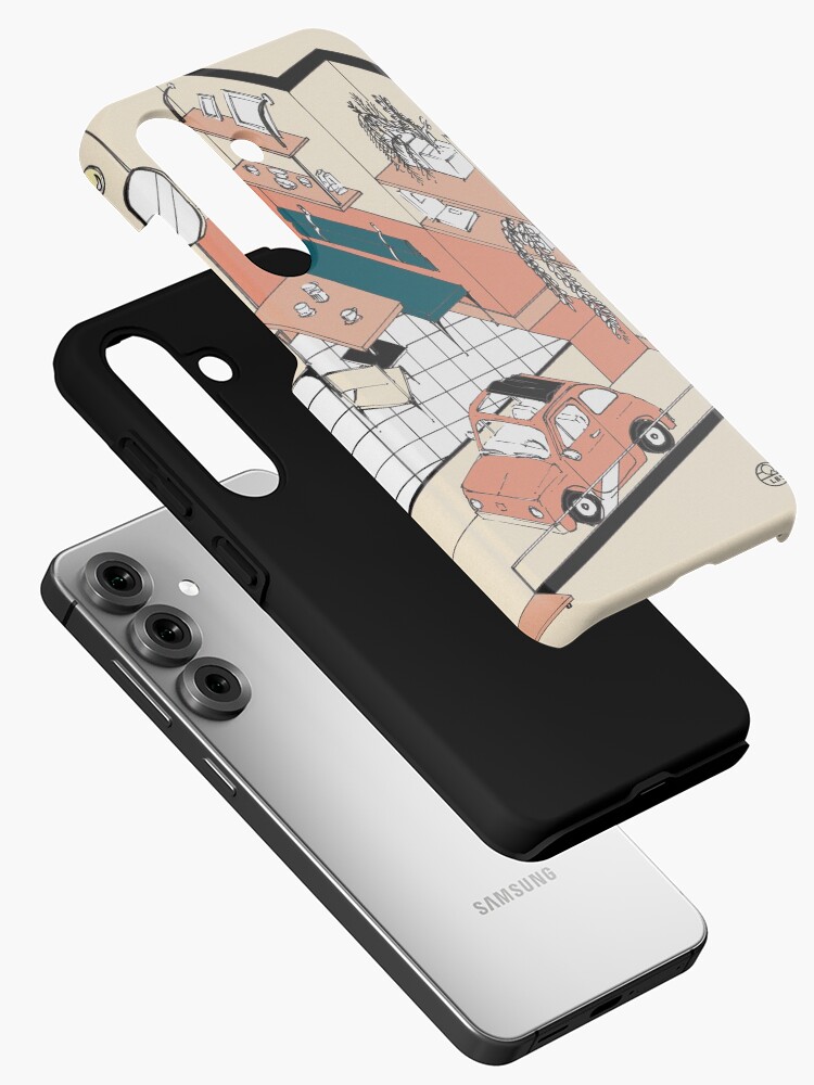 Aperçu 2 sur 4. Coque Samsung Galaxy avec l'œuvre Fiat 500 at home créée et vendue par LoicBrDesign.