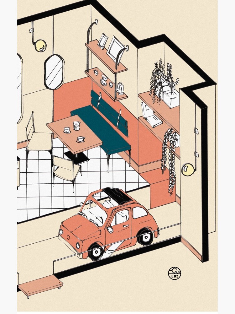 Aperçu 4 sur 4. Coque Samsung Galaxy avec l'œuvre Fiat 500 at home créée et vendue par LoicBrDesign.