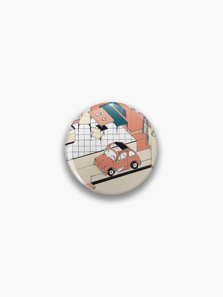 Aperçu 1 sur 3. Badge avec l'œuvre Fiat 500 at home créée et vendue par LoicBrDesign.