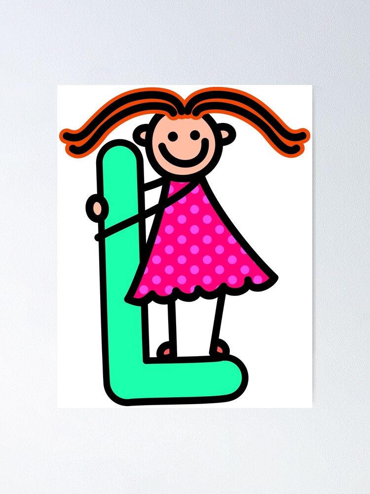 Póster «Letra L para niñas alfabeto Personaje de dibujos animados coloridos  para niños» de funwithletters | Redbubble
