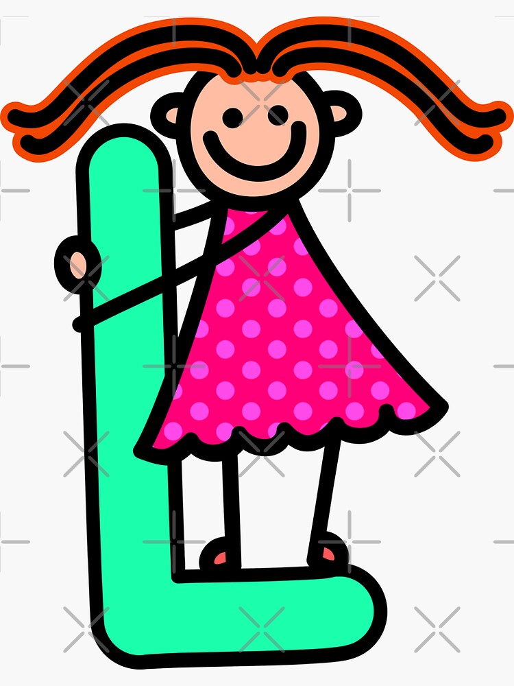 Pegatina for Sale con la obra «Letra L para niñas alfabeto Personaje de  dibujos animados coloridos para niños» de funwithletters | Redbubble
