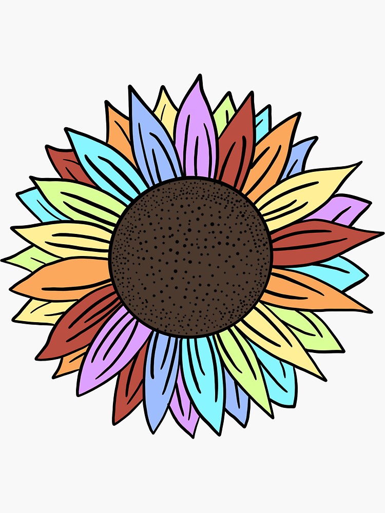 "Rainbow Sunflower" Sticker for Sale by CaitlinCerys | Redbubble