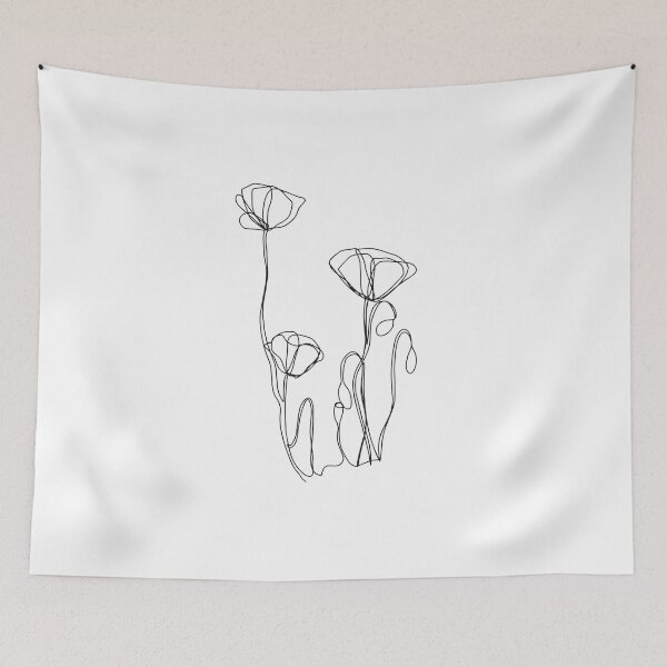 Item preview, Black & White Minimalist Drawing Poppies designed and sold by brabikate.