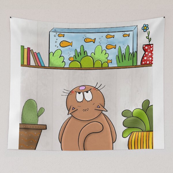 Item preview, Cat and aquarium designed and sold by KateCrafts.