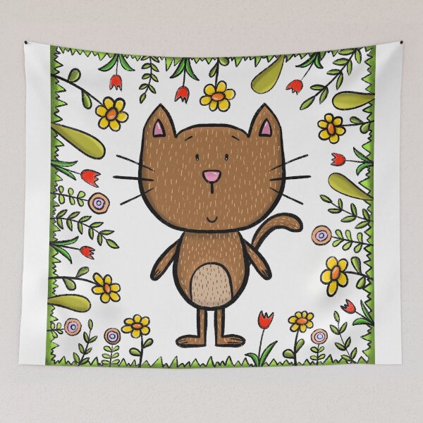 Item preview, Cat and flowers designed and sold by KateCrafts.