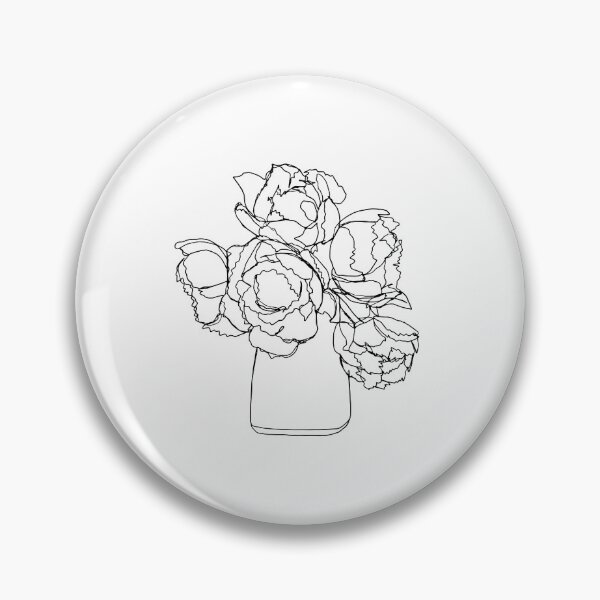 Item preview, Black & White Minimalist Drawing Peonies designed and sold by brabikate.