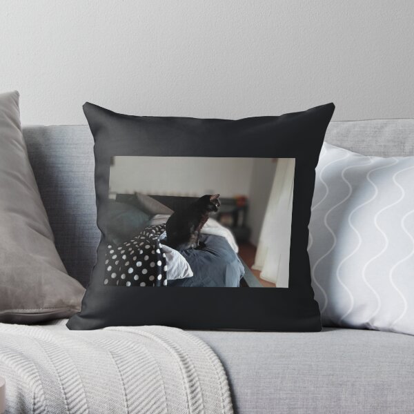 Bruja, the Magical Black Cat Throw Pillow